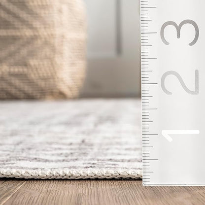 nuLOOM Hettie Transitional Tribal Machine Washable Ultra Thin Area Rug, 8' x 10', Light Grey