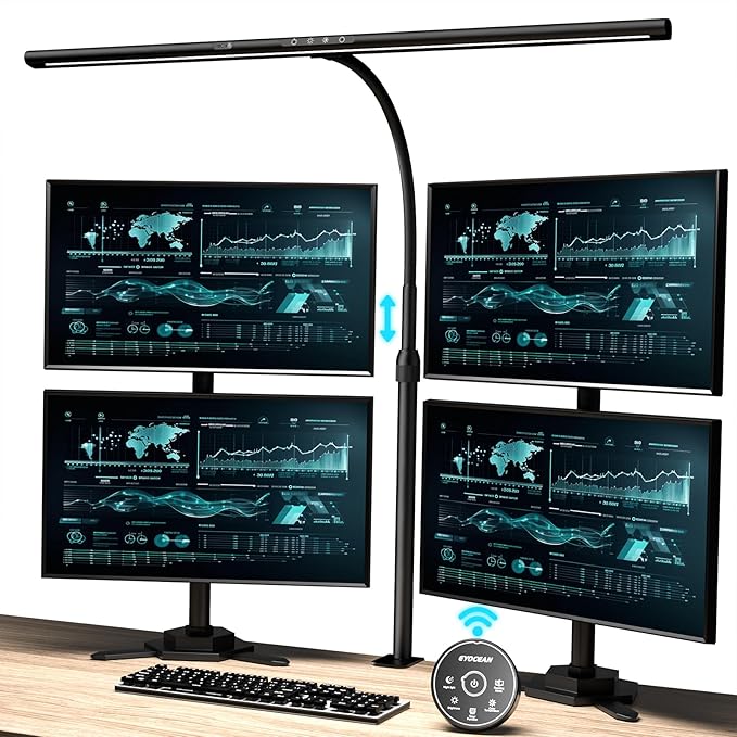 Desk Lamp, 31.5" LED Desk Lamp for Home Office,Gesture Sensing Control Desk Light, Dimmable & Color Temperature, Eye-Caring Office Lamp, Brightest Architect Lamp for Screen/Workbench