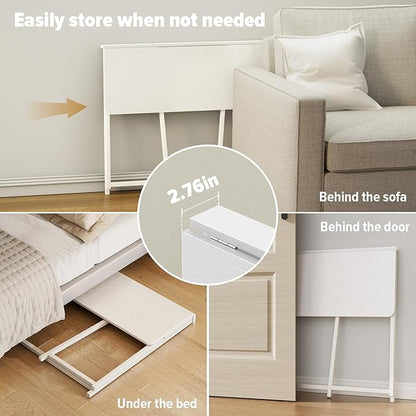 WOHOMO Folding Desk, 39.4" Foldable Computer Table for Small Spaces, White | Easy Assembly and Fold, Sturdy Home office desks for Study Bedroom Dorm Space Saving Writing Work Apartment