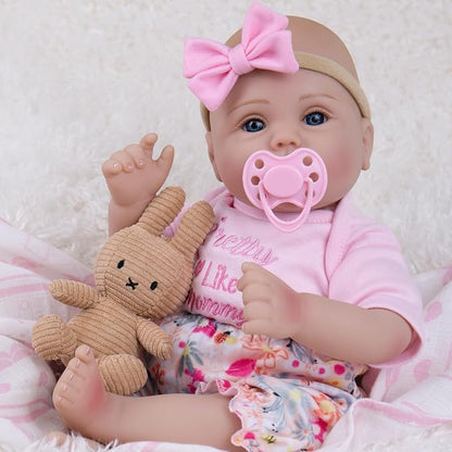 Milidool Lifelike Reborn Baby Dolls Girl - Realistic 18-Inch Newborn Baby Doll, Nice Gift for Kids Age 3+, Parents-to-be, Grandparents,Pink Clothes