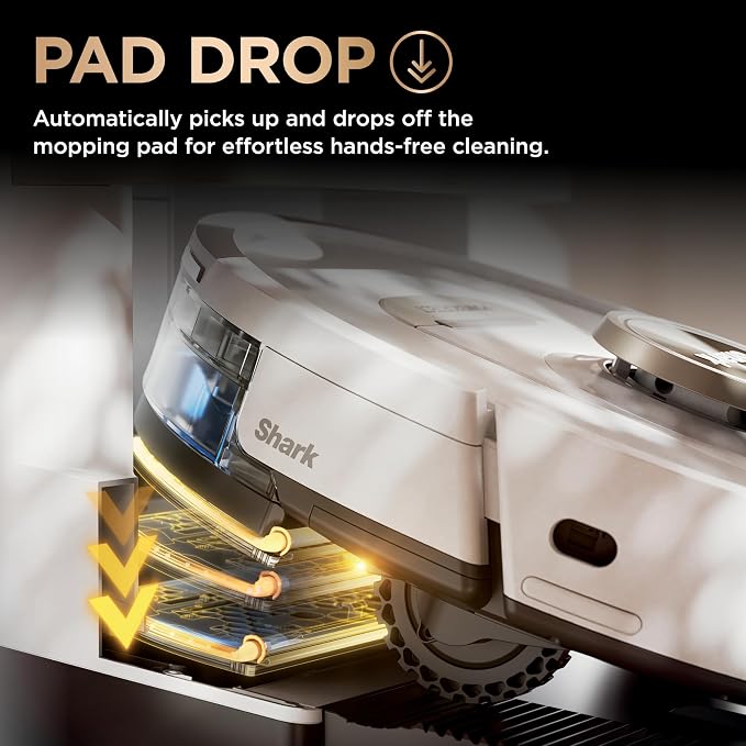 Shark PowerDetect NeverTouch Pro Robot Vacuum & Mop, White, AV2810ZEWH | 5 PowerDetect Technologies, NeverStuck, NeverTouch Pro Base (Self-Empty, Self-Refill, Pad Wash/Dry), 360° LiDAR + 3D Sensor