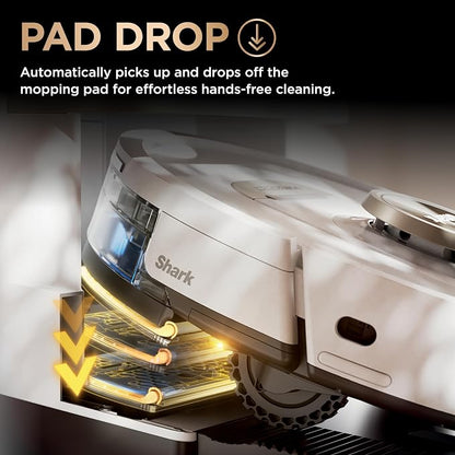Shark PowerDetect NeverTouch Pro Robot Vacuum & Mop, White, AV2810ZEWH | 5 PowerDetect Technologies, NeverStuck, NeverTouch Pro Base (Self-Empty, Self-Refill, Pad Wash/Dry), 360° LiDAR + 3D Sensor