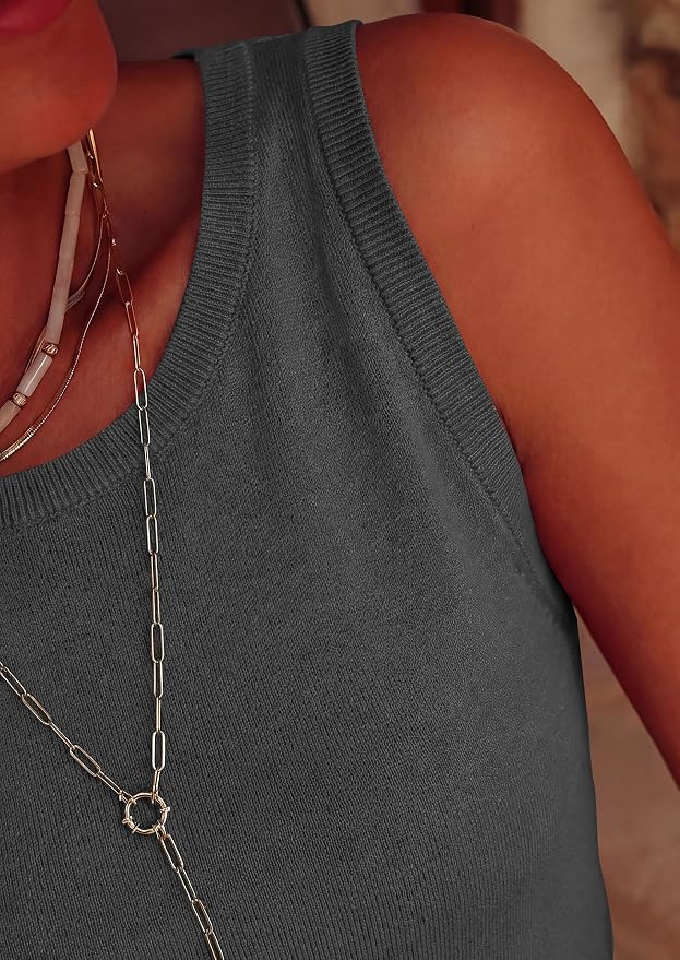 PRETTYGARDEN Sleeveless Sweater Tops for Women 2026 Summer Dressy Ribbed Tank Tops Spring Business Casual Work Shirts Blouses