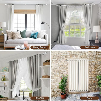 1” Diameter Silver Curtain Rods Itself is 30 to 90 inch, 1 Pack Fit 30-84 inch Windows with Heavy Duty Adjustable Rod 1 Inch Diameter Splicing Metal Extra Long Curtain Rod