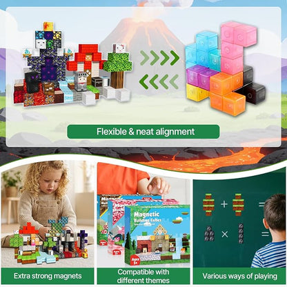 300PCS Magnetic Blocks Building Toys for Kids - 0.8in Magnet Cubes Portal Theme Toddler Toys, STEM Preschool Educational Sensory Construction Set, Birthday Gifts for Boys Girls Age 3-8