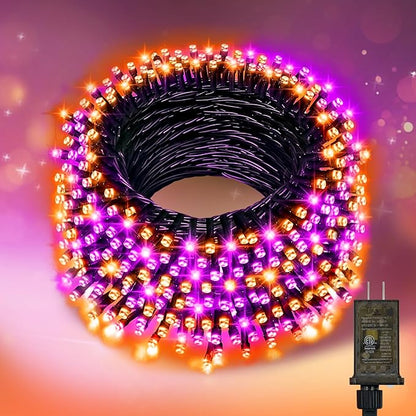 Nisocy 200 LED String Lights Outdoor Waterproof – Purple Orange Fairy Lights with Plug, Connectable Christmas Tree Lights for Patio, Garden, Bedroom, Wedding, Party, Decor (66FT)