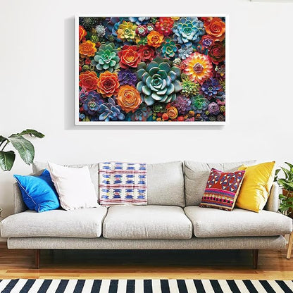 1000 Piece Puzzle for Adults - Colourful Flowers & Succulent Plants Puzzle for Adults Children - Recycled Paper Jigsaw Puzzle 1000 Pieces - Fun and Challenging Family Game Great Gift Idea, 28 * 20 in