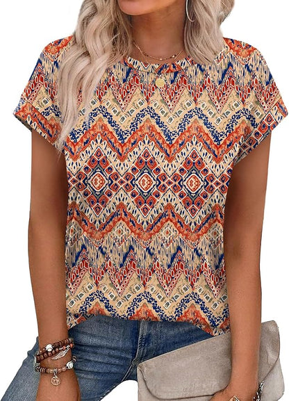 Alaroo Womens Summer Tops Short Sleeve Shirts Crew Neck Tshirt Cute Trendy Tunic Blouses (S-3XL)