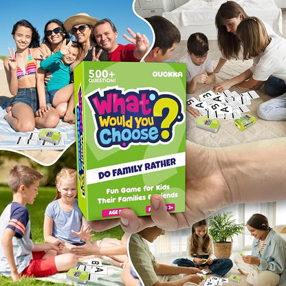 QUOKKA Board Games for Kids 8-12 – Family Games for Kids and Adults – What Would You Choose – 500+ Questions – Does Family Rather – Fun Card Game for Families and Teens