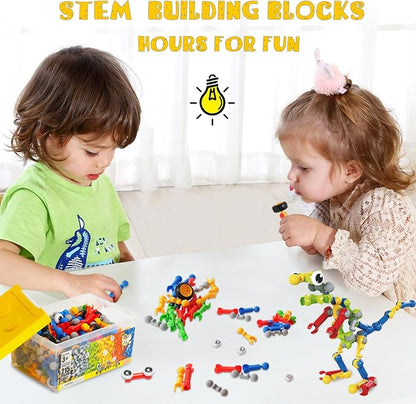 Afomida 215 PCS Creative Building Blocks Playset Toy - Featuring Storage, Includes Dinosaur, Robot, Car, Spider, Dog Figure, Learning Toy for Kids, Birthdays Gift for Kids, Boys and Girls Ages 4-7, 8+