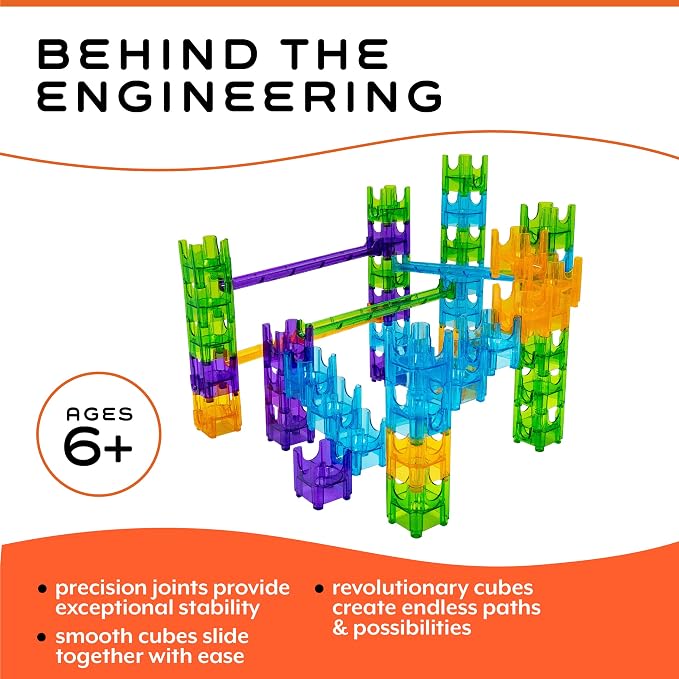 MindWare Q-BA-Maze Rails Creator Set The Next Generation Marble Maze Kids Toys - STEM Marble Run - Recommended for Ages 6+ - Educational Gift for Boys and Girls