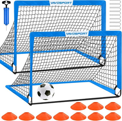 Kids Soccer Goals for Backyard Set - 2 of 4' x 3' Portable Soccer Goal Training Equipment, Pop Up Toddler Soccer Net with Soccer Ball, Soccer Set for Kids and Youth Outdoor Games, Sports, Play