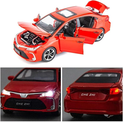 BDTCTK Compatible for 1:32 Corolla Model Car, Zinc Alloy Pull Back Toy Car with Sound and Light for Kids Boy Girl Red