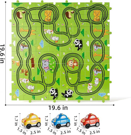 Bennol Toddler Car Toys Gifts for 2 3 4 5 Year Old Boys 73PCS Jigsaw Puzzle Race Track Car Set Toys for Kids Toddlers 1-3 2-4 3-5 4-6 Puzzle Race Car Tracks Birthday Gifts for 2 3 4 5 Year Old Boy