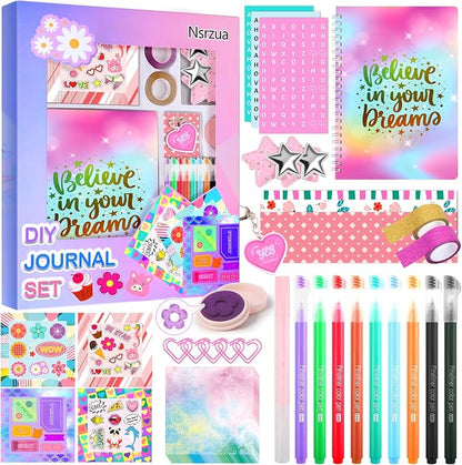 Nsrzua DIY Journal Kit for Girls,Toys for Ages 8-14 and Birthday Gifts for Girls.