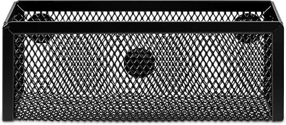 Amazon Basics Magnetic Storage Baskets, Mesh Organizers for Office Supplies and Workspace, 6" x 2.5" x 2.2", Black, 3-Pack