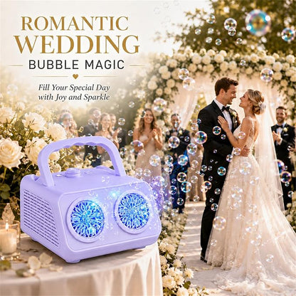 Bubble Machine with Dual Fans,20000+ Bubbles Per Minute | USB-C or AA Battery Operated,Leak-Proof Sealed Bottle,Portable Bubble Maker for Birthday Party Pool Wedding Outdoor