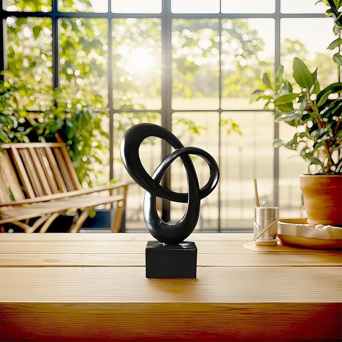 Dosker Abstract Sculpture Knot Decor Mobius Stripe Statue (Black) | Modern Sculpture for Home Decor, Coffee Table Decor for Living Room, Office