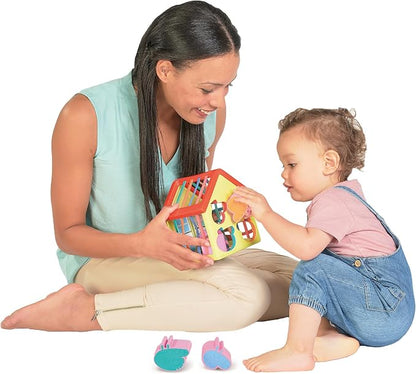 TOMY Toomies Grow with Peppa Pig - Peppa’s Activity House - Kids’ Activity Center with Sensory Shape Sorting and Color Matching Games - Includes 4 Peppa Pig Family Textured Blocks - 18 Months and Up