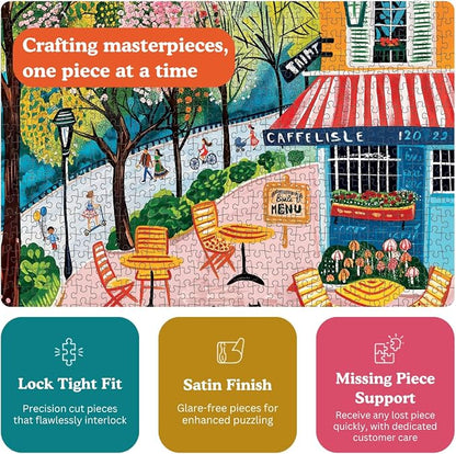 Cross & Glory – Morning at Café Lisle – 1000 Piece Jigsaw Puzzle for Adults | Paris Folk Art Puzzle | Bright Eiffel Tower Café Scene | Premium Quality 1000 Piece Puzzle for Adults