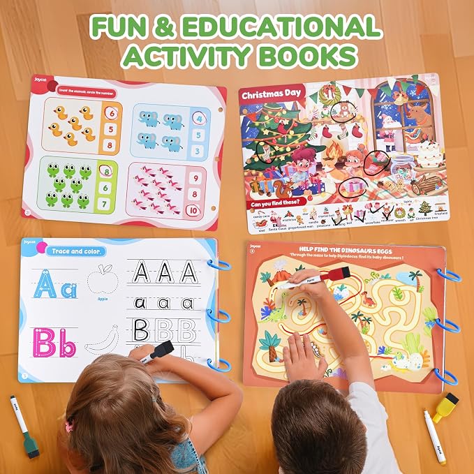 JoyCat Preschool Learning Activities Set (2-Pack) – Seek & Find Game Books and Letters Numbers Handwriting Practice Tracing Workbooks for Toddlers & Kids, Birthday Gifts for Girls and Boys Ages 3-5