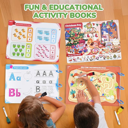 JoyCat Preschool Learning Activities Set (2-Pack) – Seek & Find Game Books and Letters Numbers Handwriting Practice Tracing Workbooks for Toddlers & Kids, Birthday Gifts for Girls and Boys Ages 3-5