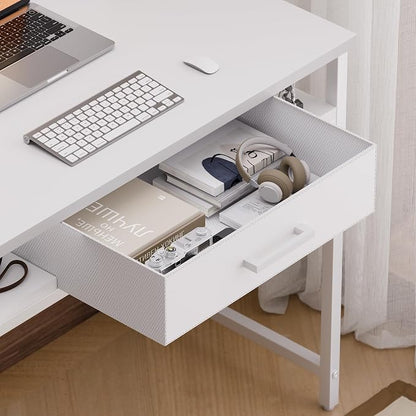 Pamray 32 Inch Small Computer Desk with Drawers for Bedroom Small Spaces | Compact, Sturdy, Easy Assembly, Mini, Suitable for Dorm and Apartment, Study and Writing