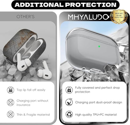 for Airpods Pro 2nd/1st Generation Case Cover, Compatible with Airpods Pro Case 2nd Gen USB C Charging Port, Clear Soft Transparent Military Grade Shockproof Case, Clear Black