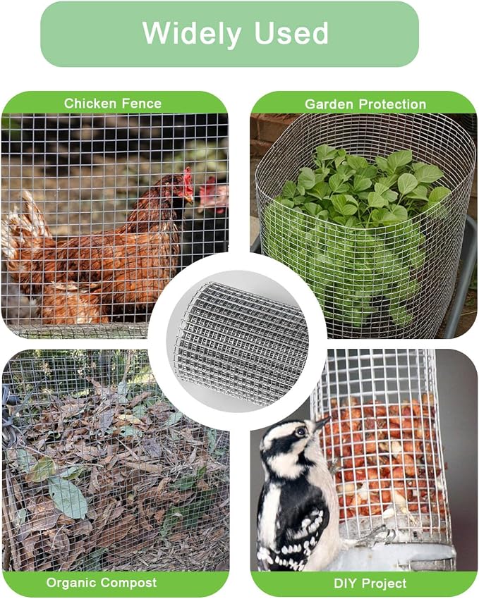 Hardware Cloth 16in x 20ft 1/4 Inch 22 Gauge, Hot-Dipped Galvanized Welded Wire Mesh, Low Carbon Steel, Animal Cage Wire Netting, Garden Wire Mesh