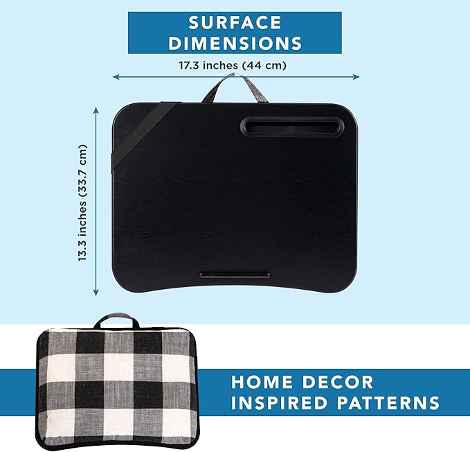 LAPGEAR Designer Lap Desk with Phone Holder and Device Ledge - Buffalo Check - Fits up to 15.6 Inch Laptops - Style No. 45428