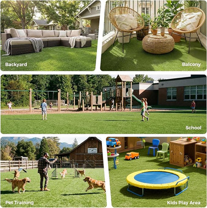 Artificial Grass Rug Indoor Outdoor, 5 x 6FT Faux Grass Turf with Drainage Holes, Realistic Artificial Lawn Rug Dog Pets Mat, Turf Carpet for Garden Lawn Landscape Balcony Patio Backyard Decor