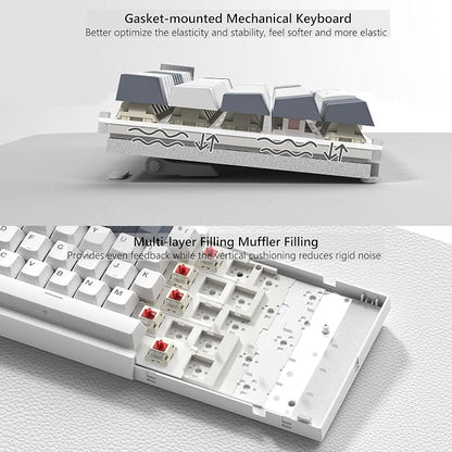 Womier 60% Gaming Keyboard Wired, Creamy Mechanical Keyboard QMK/VIA | Hot Swappable Gasket Mount RGB Key board & Translucent Keycaps POM Linear Switch for Windows/MAC (VK66 PRO White)