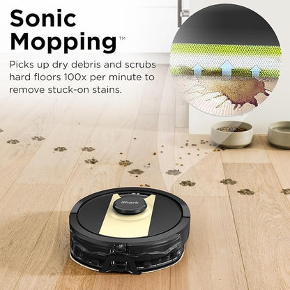Shark IQ 2-in-1 Robot Vacuum and Mop with Row-by-Row Cleaning, Perfect for Pet Hair, Compatible with Alexa, No Self-Empty Base, Black/Bronze, RV2410WD