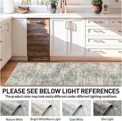 2'6''x8' Runner Rugs Washable Rug: Modern Abstract Hallway Runner Rug Indoor Soft Low Pile Thin Carpet Anti-Skid Non-Shedding Carpets for Kitchen, Entryway, Laundry, Bedroom - Multi Color