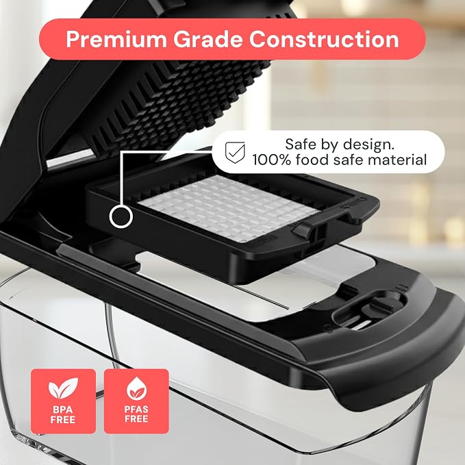 Fullstar Pro Original Vegetable Chopper Kitchen Prep Tool | 2 in 1 Veggie Slicer, Onion & Fruit Cutter with Sharp Stainless Steel Blades & Container, All-in-One Food Prep Tool (Black)