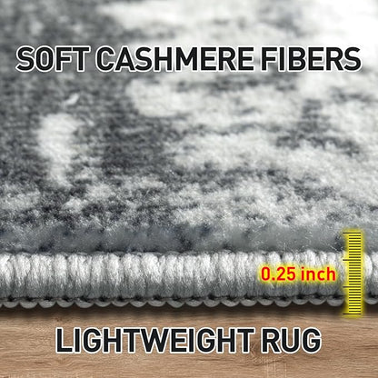 9x12 Area Rugs Washable Rug: Modern Abstract Living Room Rug Soft Anti-Skid Thin Carpet Indoor Floor Non-Shedding Carpets for Bedroom Dining Room Farmhouse Nursery Home Office Black Grey Gold
