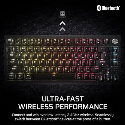 Corsair K65 Plus Wireless 75% RGB Hot-Swappable Mechanical Gaming Keyboard – Pre-Lubricated MLX Fusion Tactile Switches – Dual-Layer Sound Dampening – PBT Keycaps – QWERTY NA – Black