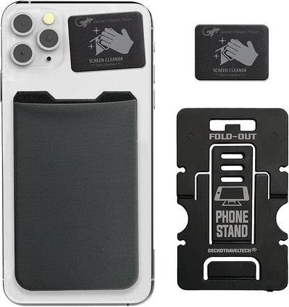 Phone Wallet - Adhesive Card Holder - Cell Phone Pouch - Stick on Lycra Pocket by Gecko - Carry Credit Cards and Cash