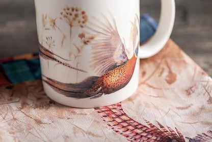 Maison d' Hermine Coffee Mug with Handles Tea Cups (12 Ounce, Pack of 1) | Fine Bone China Coffee Mugs for Hot Beverages Cappuccino Latte Home Restaurant Spring Summer -Faisan D'Automne - Vol Libre