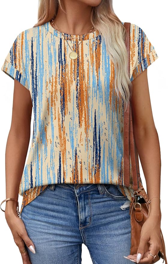 Alaroo Womens Summer Tops Short Sleeve Shirts Crew Neck Tshirt Cute Trendy Tunic Blouses (S-3XL)