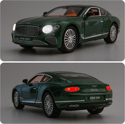 WAKAKAC Toy Car Compatible for 1/24 Bentley Continental GT Model Car Alloy Diecast Collectible Pull Back Car Toy Door Can Be Opened for Boys Girls Gift(Green)