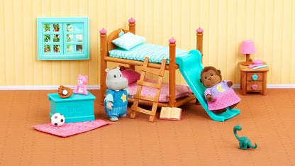 Li'l Woodzeez – Bunk Bed Bedroom Set – Adorable Animal Figurines – Dollhouse Furniture – Imaginative Play for Kids Ages 3 Years and Up – Colorful & Durable – Encourages Creative Storytelling