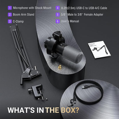 FIFINE AmpliTank K688CT Podcast Microphone Kit, USB/XLR Dynamic Vocal Mic | Streaming Mic with Boom Arm for PC/XLR Mixer, with Mute Button, Headphone Jack, Gain Knob, for Gaming Voice-Over Recording
