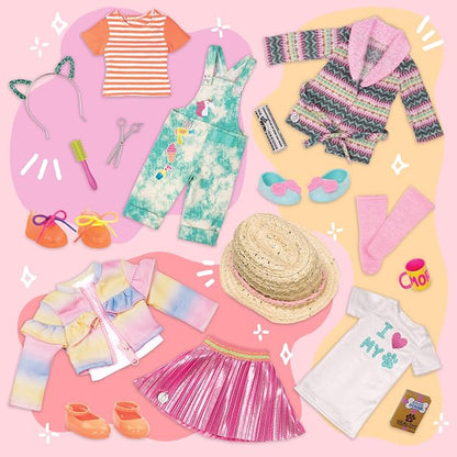 Glitter Girls – 14-Inch Doll Outfit Bundle – 3 Fashion Outfits – Rainbow Jacket, Cat – Ears, Sweater Dress – Clothes & Accessories – Fashion Pack – 3+ Years