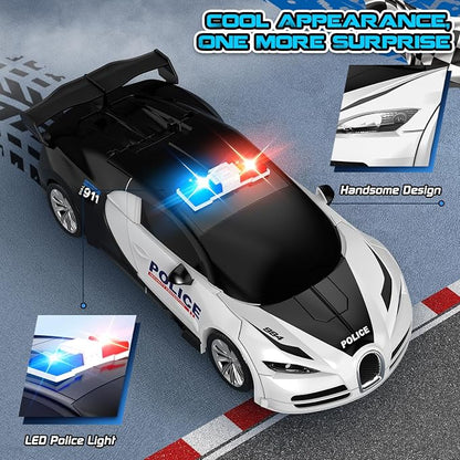 Remote Control Car, One-Click Becoming Robot Transforming Toys Car for Boys, Smooth Deformation, Demo Mode, 360° Rotation, Easy to Use, 2.4GHZ, LED Light, RC Cars for Christmas, Kids, White