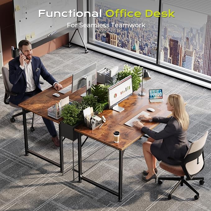PRAISUN 40 Inch Computer Desk, Home Office Desk with Spacious Desktop, Rustic Brown