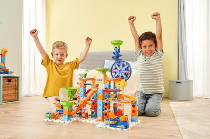 VTech Marble Rush Adventure Set, Construction Toys for Kids with 10 Marbles and 128 Building Pieces, Electronic Track Set for Boys and Girls, Colour-Coded Building Toy with Music and Sound, 4 Years +