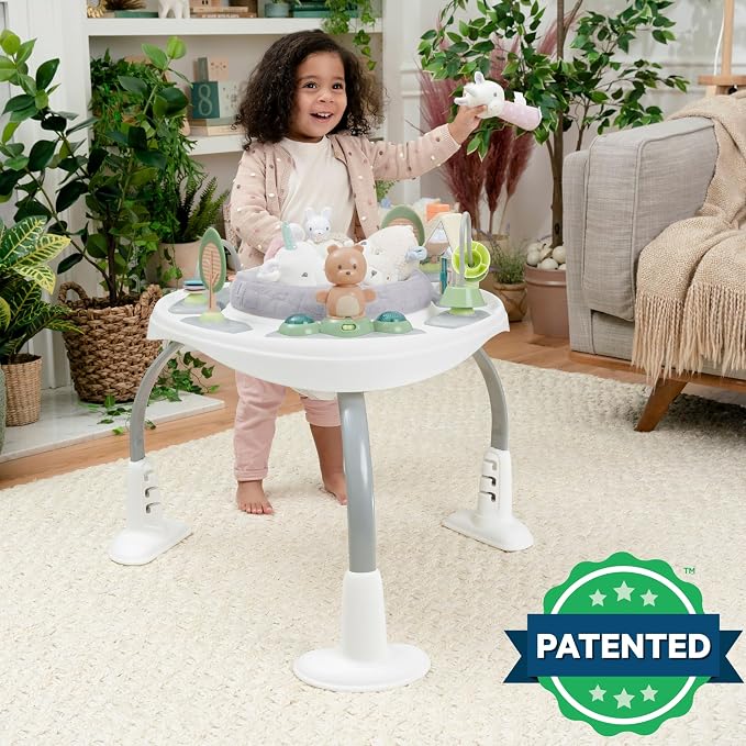 Ingenuity Spring & Sprout 2-in-1 Baby Activity Center Jumper and Table with Infant Toys - Ages 6 Months +, First Forest