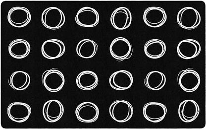 Flagship Carpets Circle Sampler Abstract Educational Area Rug for Kids Room or Childrens Classroom Carpet, Playroom or Home Learning, 7'6" x 12', Black