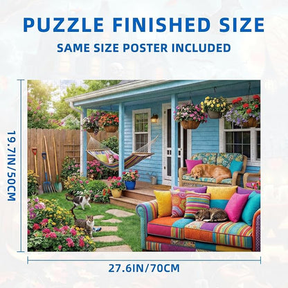 Nattork Jigsaw Puzzles 1000 Pieces for Adults, Families (Garden Cottage) Pieces Fit Together Perfectly